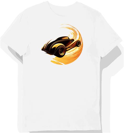 Koszulka męska biała z motywem złotego hot rodu XL KozakNadruki Moda Sklep EMPIK