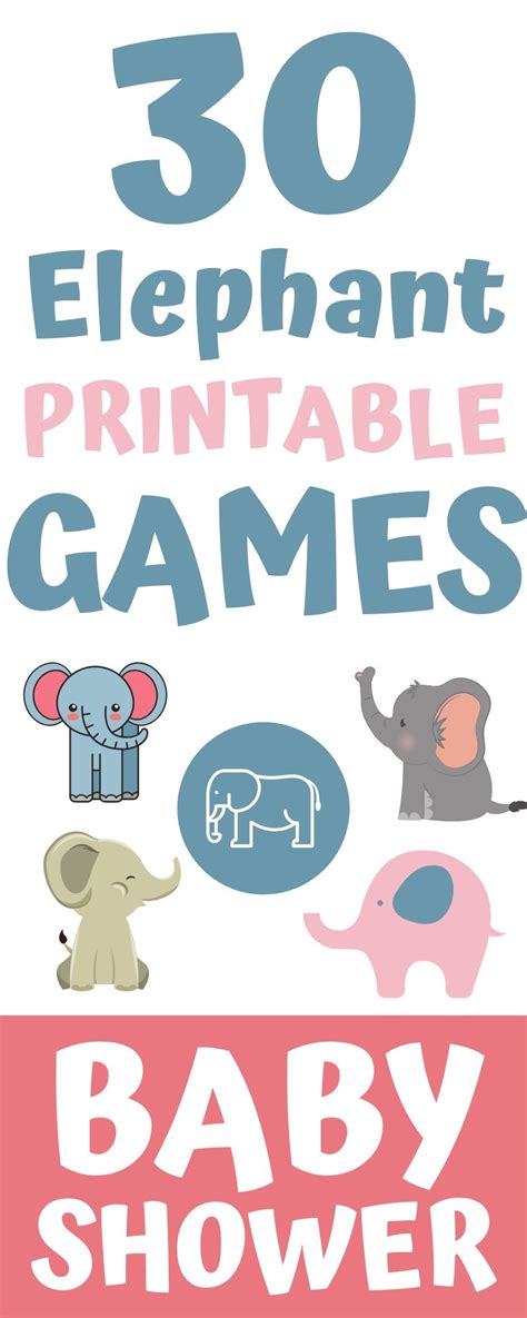 25 Cutest Printable Baby Shower Games Elephant Games Print Play