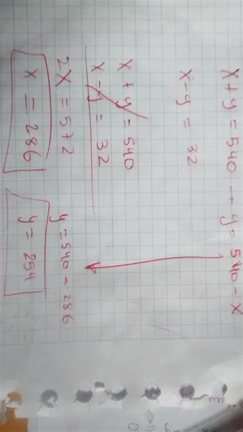 Ecuaciones La Suma De Dos Numeros Es 540 Y Su Diferencia Es 32 Hallar