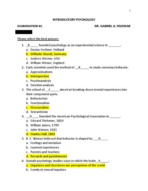 Psychology Test Questions Answers This Question Psychologi