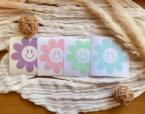 Daisy Smiley Face Decal Hippie Smiley Face Decal Retro Etsy In 2022