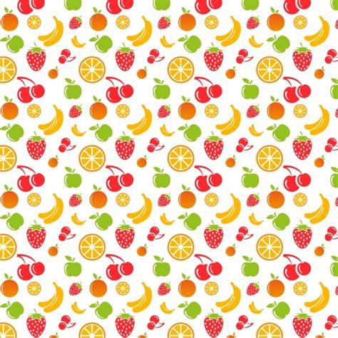 Free Vector Coloured Fruits Pattern Design