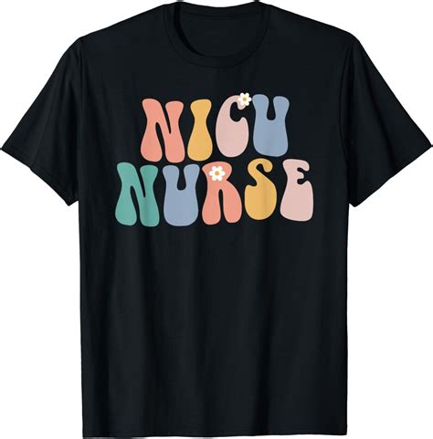 NICU Nurse ICU Neonatal Groovy Vintage Team Tiny Humans T Shirt