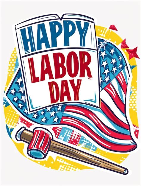Happy Labor Day Template Design With American Flag White Background