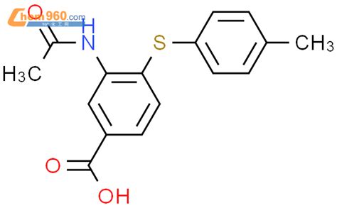 889890 14 6 Benzoic acid 3 acetylamino 4 4 methylphenyl thio 化学式