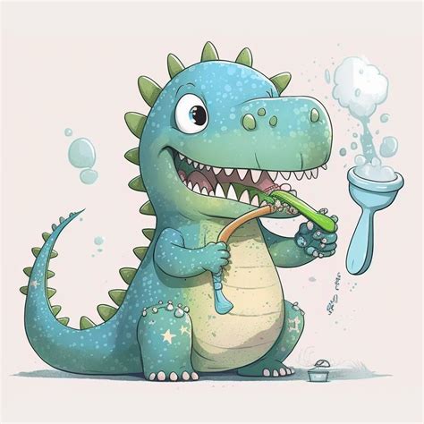 Cute Dinosaur Brushing Teeth Clipart Clip Art Library