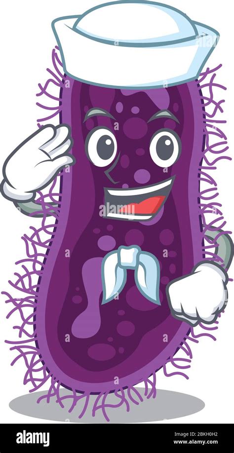 Sailor Cartoon Character Of Lactobacillus Rhamnosus Bacteria With White