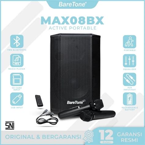 Jual Speaker Portable Baretone MAX08BX Bluetooth Reverb Xbass Original