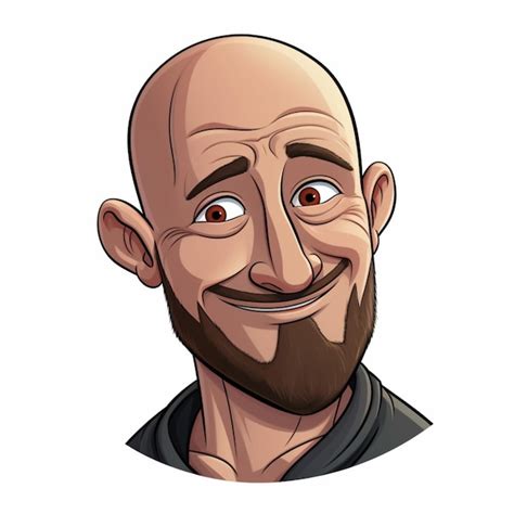 Man Bald 2d Cartoon Illustraton On White Background High Q Premium Ai Generated Image