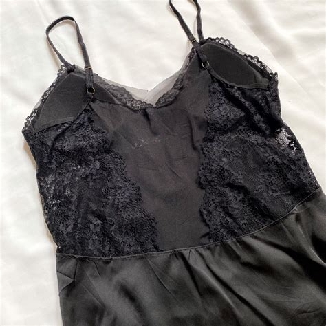SILK SATIN LINGERIE SLEEPWEAR BAJU TIDUR LACE BLACK On Carousell