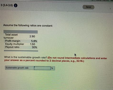 Solved Saved Assume The Following Ratios Are Chegg