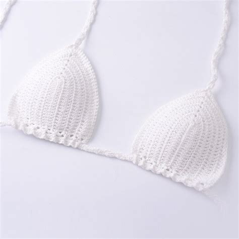 Crochet Bikini Swimming Suit For Women Bra And Panty Set Sexy Swimsuit Brazilian String Push Up