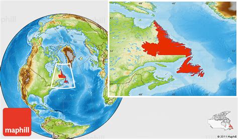 Physical Location Map Of Newfoundland And Labrador