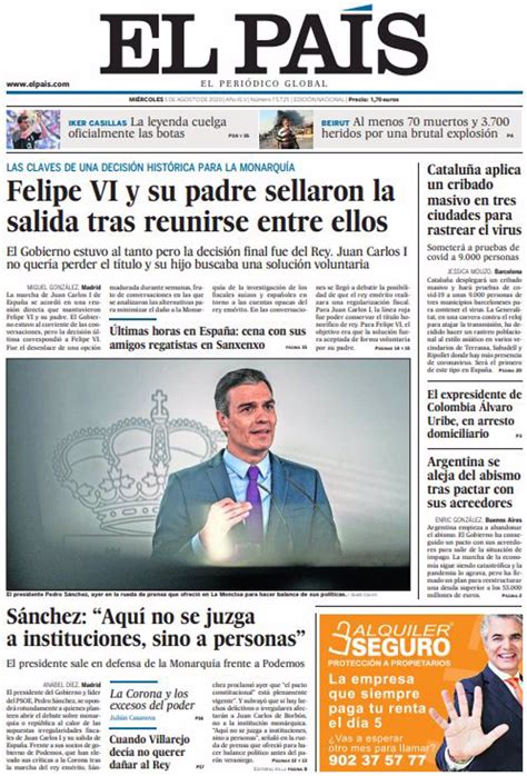 Las Portadas De Los Periódicos Del Miércoles 5 De Agosto De 2020