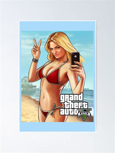 Grand Theft Auto V Girl Bikini Beach Girl Selfie Gta V Poster By