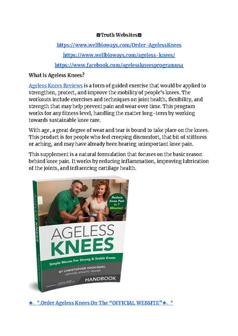 Ageless Knees Reviews - Official Website Simple Moves For Strong
