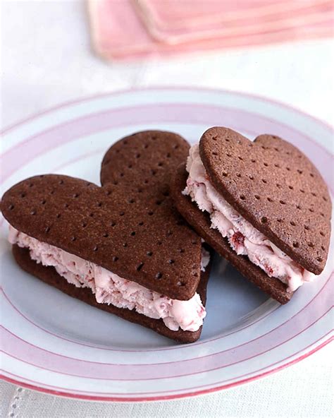 Chocolate Strawberry Heart Shaped Ice Cream Sandwiches Recipe Martha