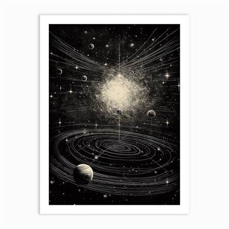 Dark Solar System Fine Line Art Print by Achilles' Art Trove - Fy