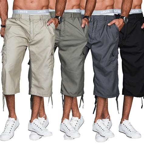 Herren Sommer Bermuda Cargo Shorts Capri Mit Dehnbund F R