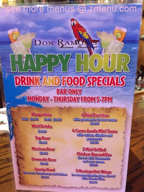 Menu at Don Ramon's Mexican Restaurant, Huntington Beach