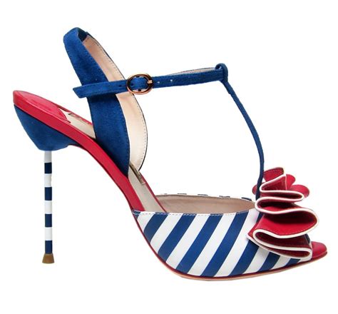 Sophia Webster Blue And White Stripe Sandal With Ruffle Bow New To Bg