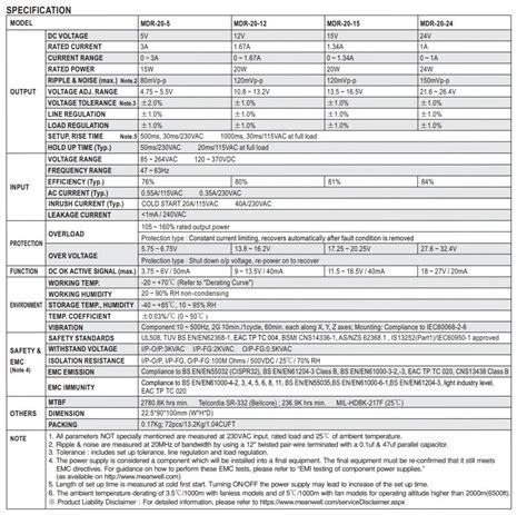 Mean Well MDR Din Rail Power Supply MDR 20 12 MDR 20 24 MDR 60 12 MDR