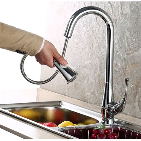 Nickel Brushed Kitchen Faucet Mixer With Pullout Spout Single Lever