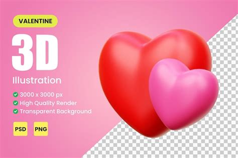 Premium Psd 3d Hearts Valentine 3d Illustration