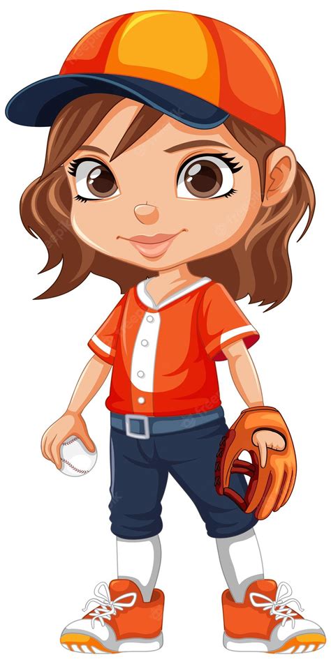 Premium Vector Sport Girl Cartoon Character Baseball