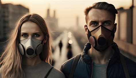 Premium Photo People Wearing Masks Due To Air Pollution In The City Polluted By The Industrial