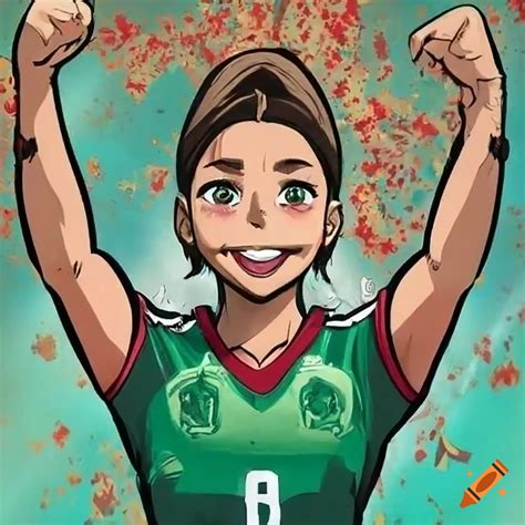 Mexican National Team Female Soccer Player Surrounded By Cheering Fans