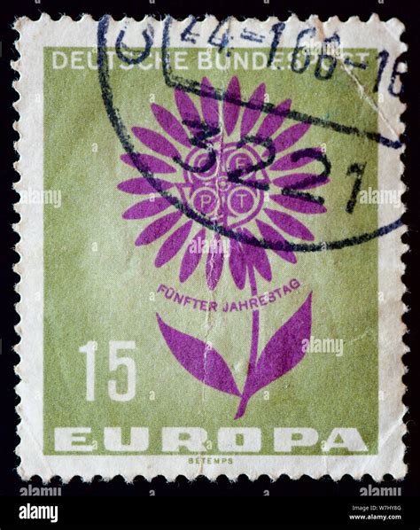 West Germany Postage Stamp C E P T Flower Stock Photo Alamy