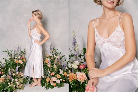 Vintage S Satin Lace White Nightgown Lingerie Slip Gem