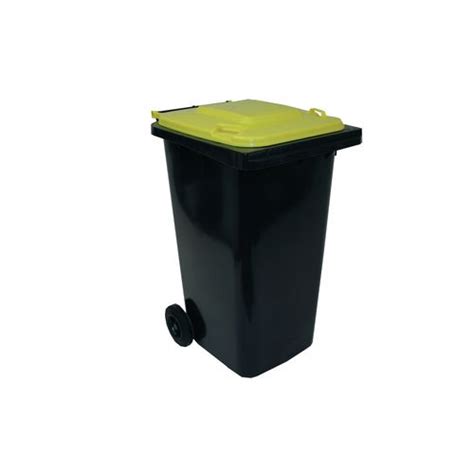 refuse container  litre  wheeled colour grey  yellow lid hunt