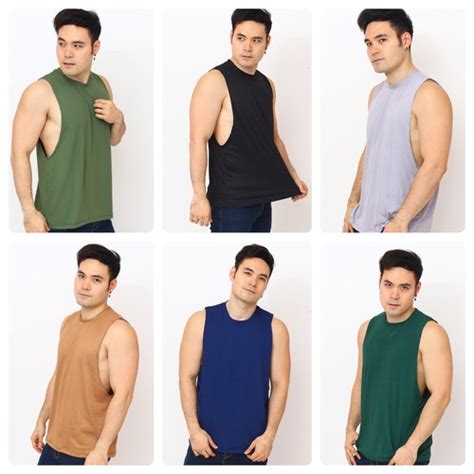 Muscle Tee Free Size Fits M Xl Comfortable Plain Color Muscle Tee For