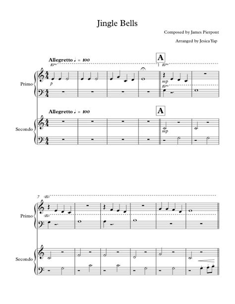 Jingle Bells Piano Duet Sheet Music Digital Sheet Music Jingle