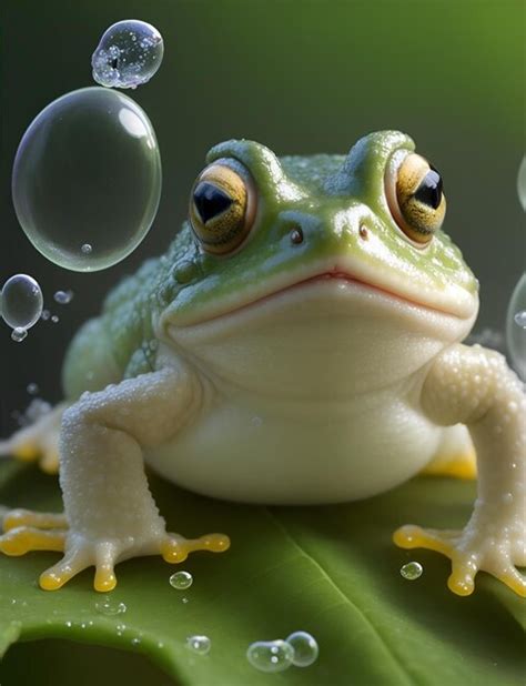 Premium AI Image | Cute Frog in leaf Macro shot