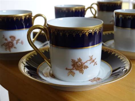 Anciennes Tasses A Cafe Porcelaine De Limoges Haviland Bleu De Four