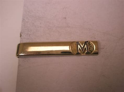 M Monogram Initials Letter Vintage Shields Small Tie Bar Clip Michael