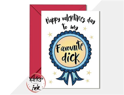 Rude Card Happy Valentines Day To My Favourite Dick Etsy Uk