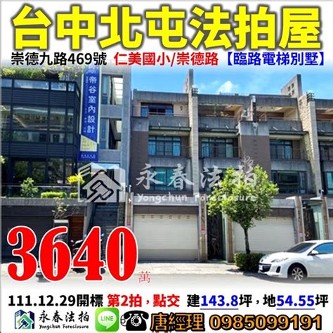 台中 北屯 法拍屋【臨路電梯別墅】崇德九路469號，仁美國小崇德路 法拍屋輕鬆買宜朋法拍屋訊 Udn部落格