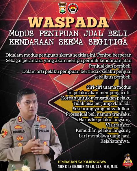 Waspada Modus Penipuan Jual Beli Kendaraan Skema Segitiga Polres Gowa