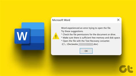 5 Fixes For Word Experienced An Error Trying To Open The File Error