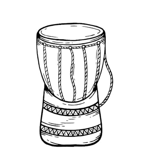 Premium Vector Drum Musical Instrument Style Hand Drawn Vector Black