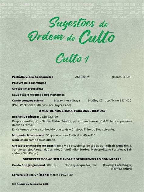 Sugestao De Ordem De Culto Pdf Oração Jesus