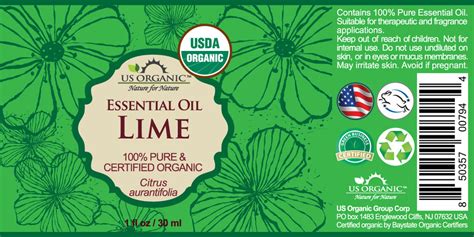 100 Pure Certified Usda Organic Lime Essential Oil Us Organic