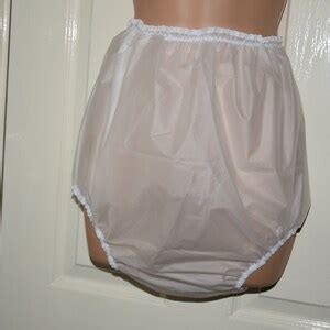 Double Noisy Crinkly Nylon Adult Baby Diaper Panties Plasticy Feel To Waist Sissy Lingerie