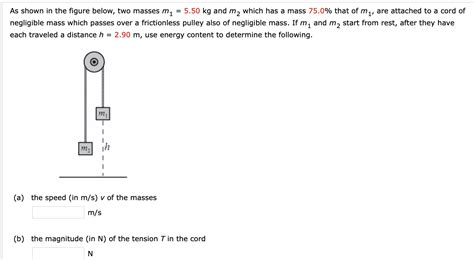 Solved As shown in the figure below, two masses my = 5.50 kg | Chegg.com
