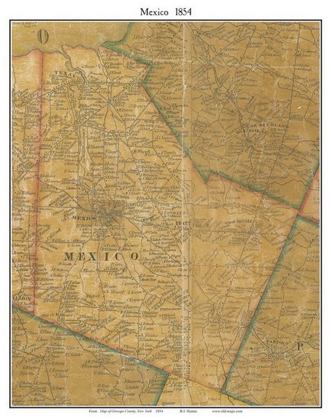 Mexico 1854 Old Town Map With Homeowner Names New York Etsy