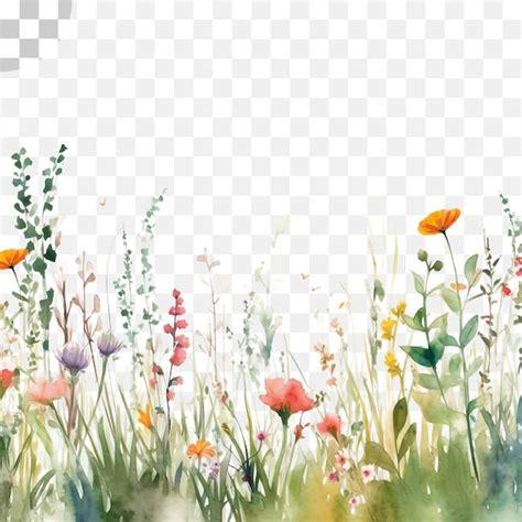 Wildblumen Aquarell Transparenter Hintergrund Premium PSD Datei